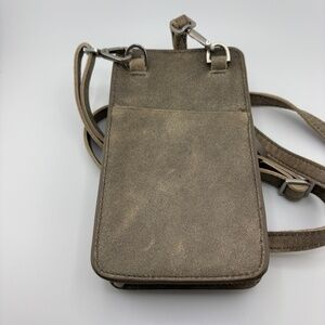 Hammitt Pewter Leather 424 cell phone / wallet crossbody